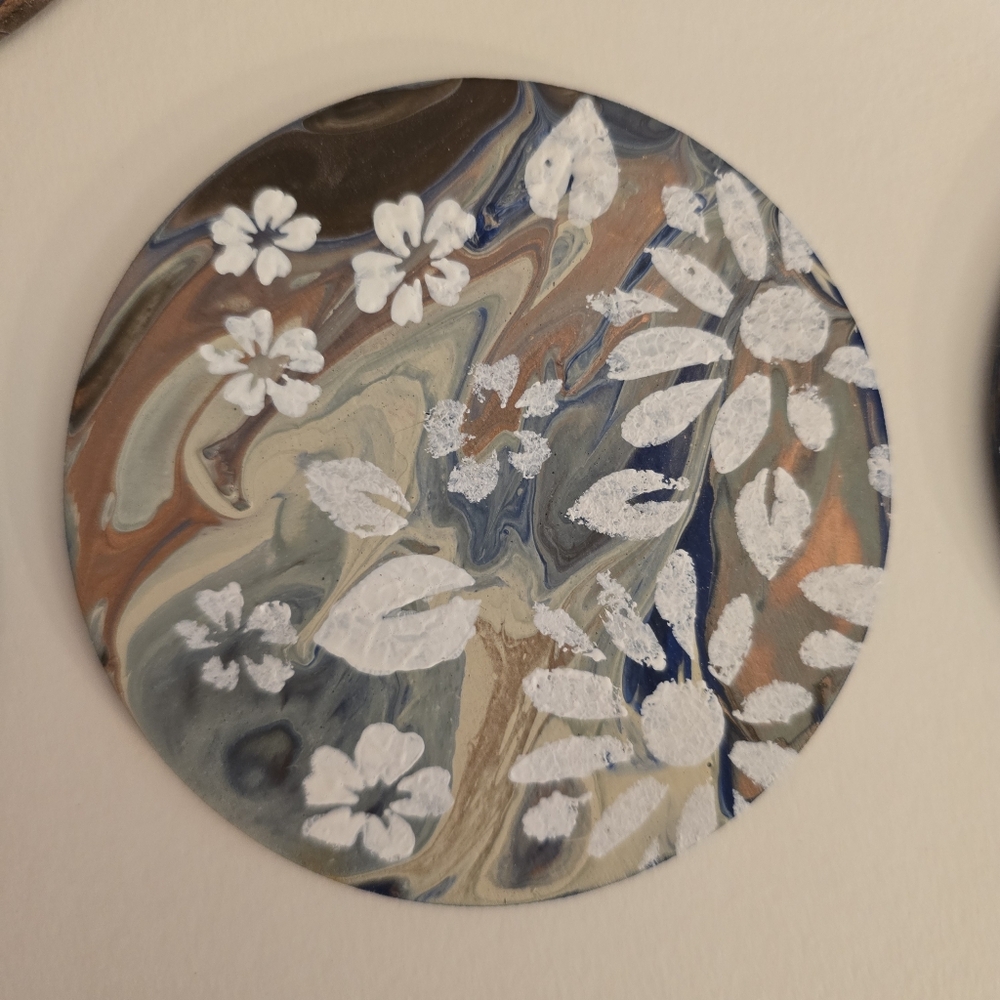 5 HANDCRAFTED Wood Floral Beach Coasters HANDMADE & HANDPAINTED Table Art Decor - Picture 6 of 13